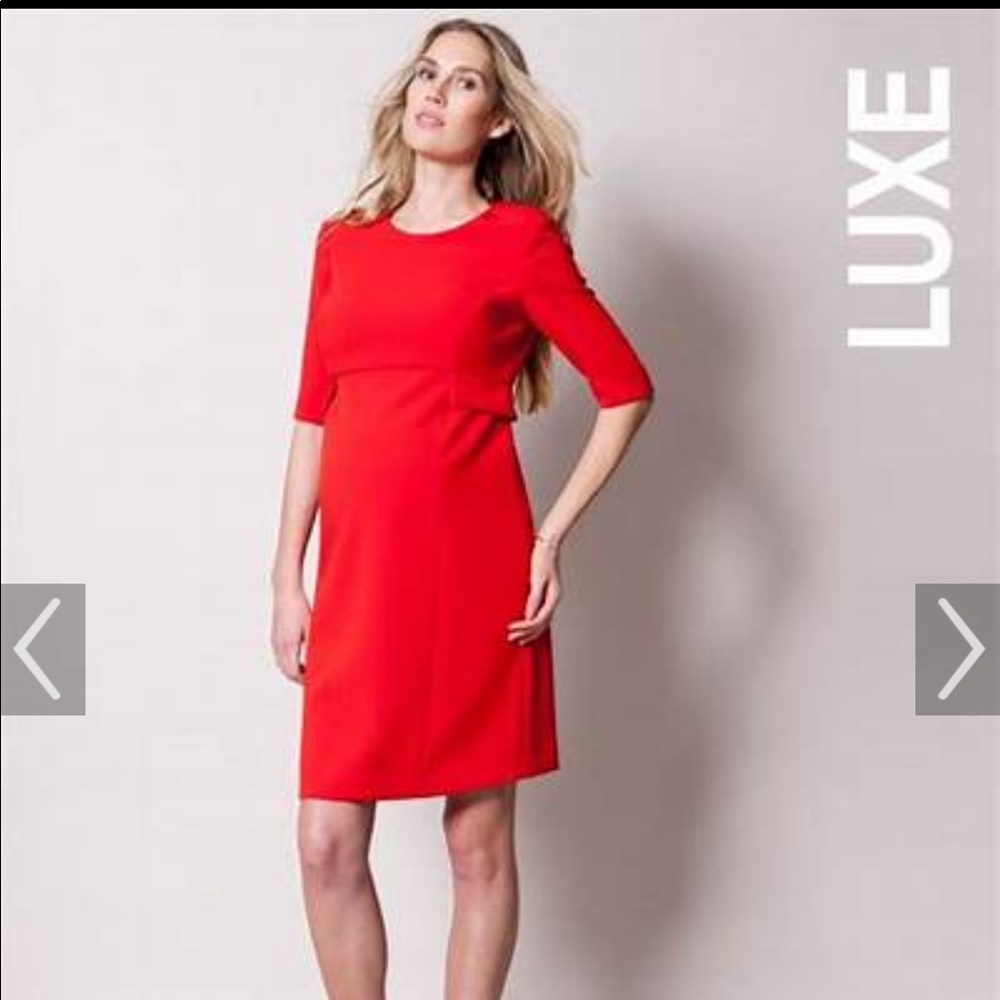 Seraphine Luxe Scarlet Peplum Maternity Dress